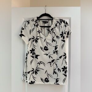 Banana Republic Black and White Floral Blouse